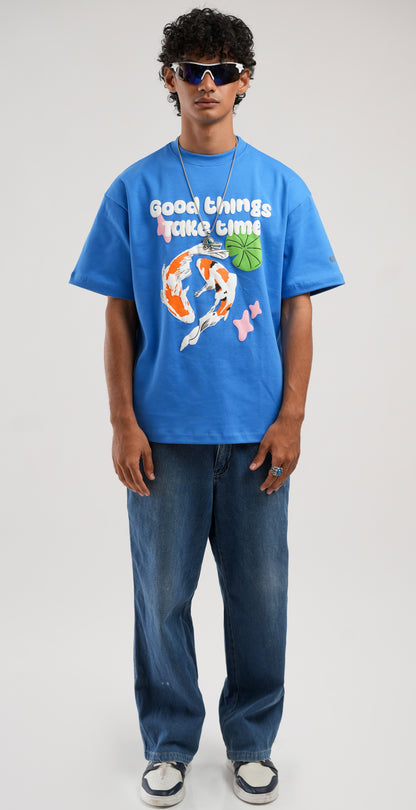 Good Things Take Time Blue Tshirt